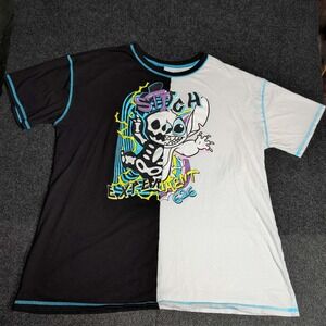Disney Stitch Experiment 626 T-Shirt Mens XL Black White Split Skeleton Graphic